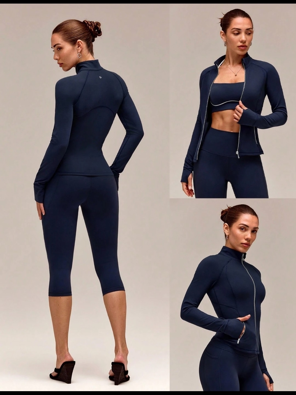 Navy Performance Zip-Up Jacket with Mock Neck - Picture 3 of 5